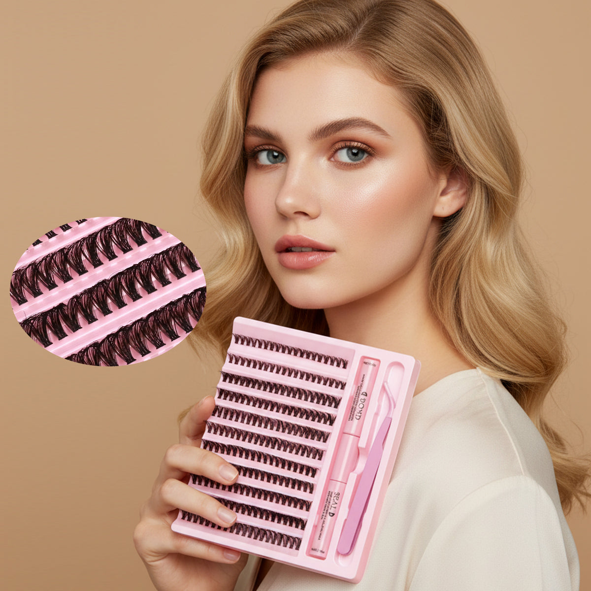 SJLASHES 40D Mega Volume DIY Cluster Lash Extension Kit with Bond and Seal and Tweezers - Heat Bonded Underlash