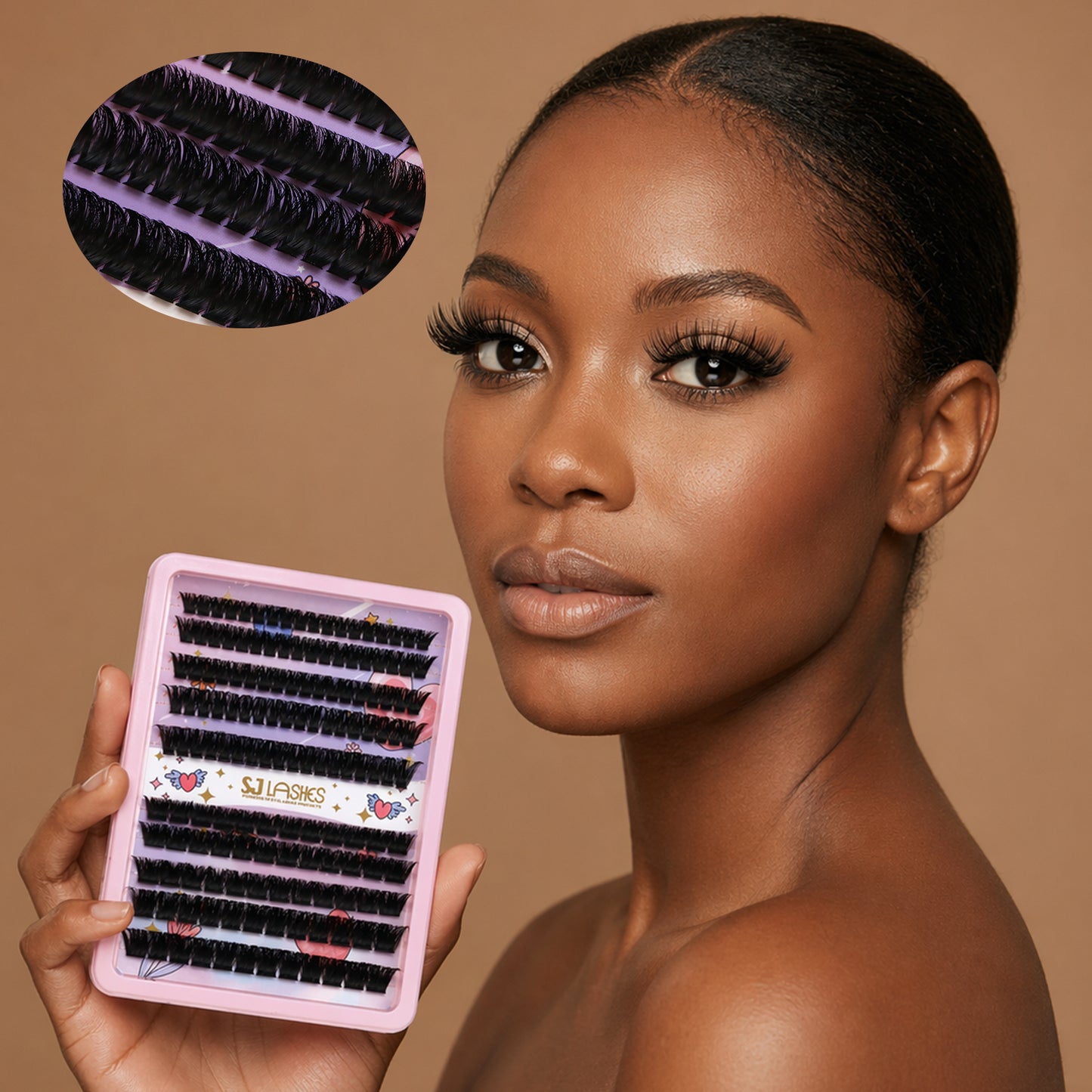 SJLASHES Professional DIY Eyelash Extension Kit 100D and 200D Clusters with Dual Ended Bond and Seal