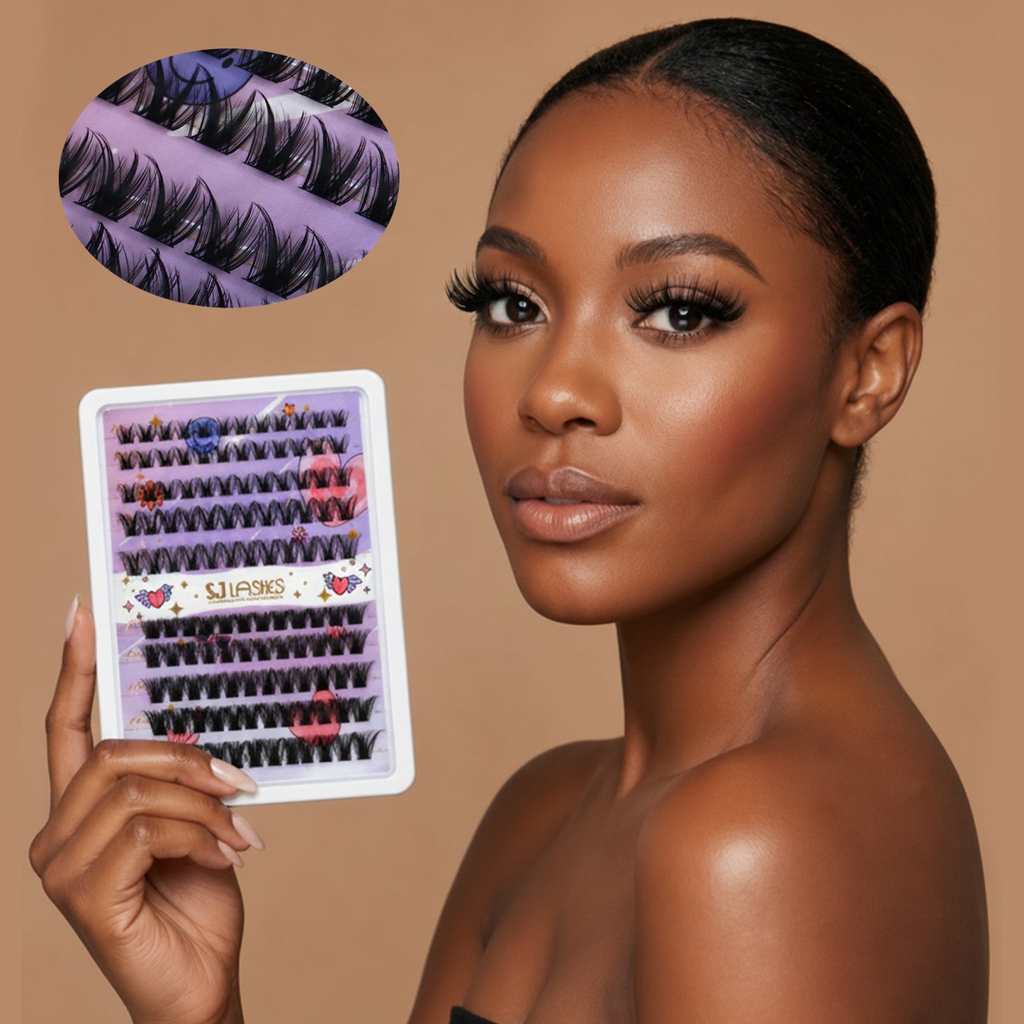 SJLASHES Complete DIY Lash Extension Kit Wispy Cluster Lashes with 2-in-1 Bond and Seal