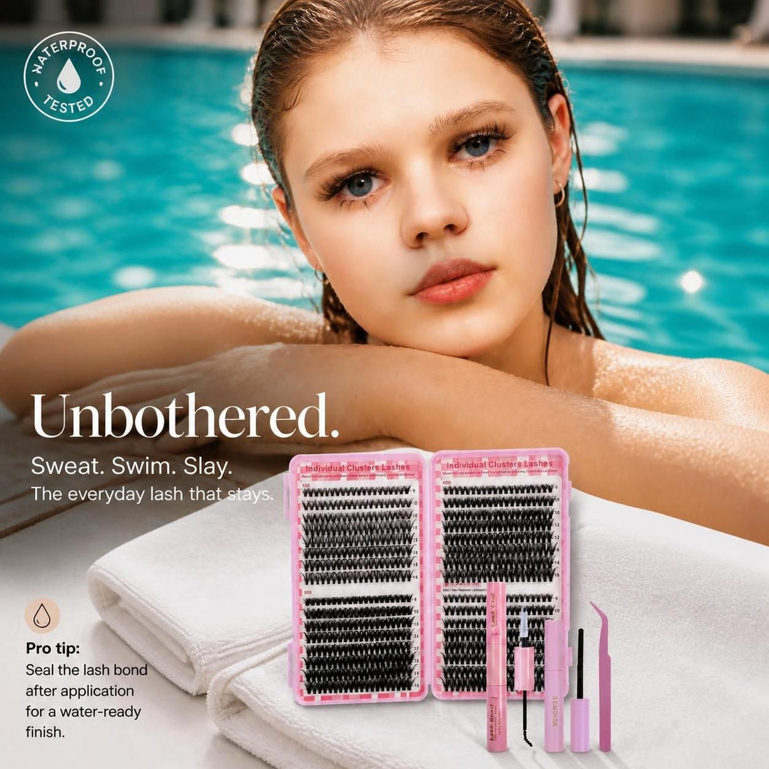 diy cluster lashes poolside kit lifestyle campaign
