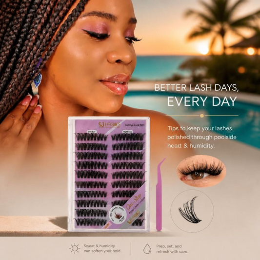 SJLASHES 50D lash kit styled for a dramatic evening makeup look.