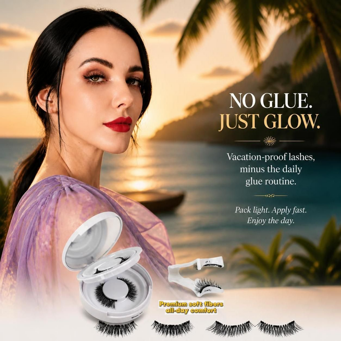 no glue magnetic lashes vacation look