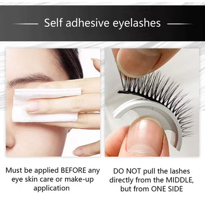 Natural Wispy Press-On False Eyelashes Kit - Self Adhesive Reusable Cat Eye Lashes No Glue Needed