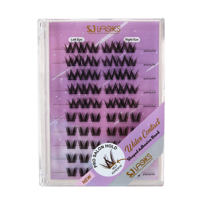 Self-Adhesive Pre-Glued Cluster Lash Kit: W-Shape Wide-Base & Pre-Mapped Contour Styles