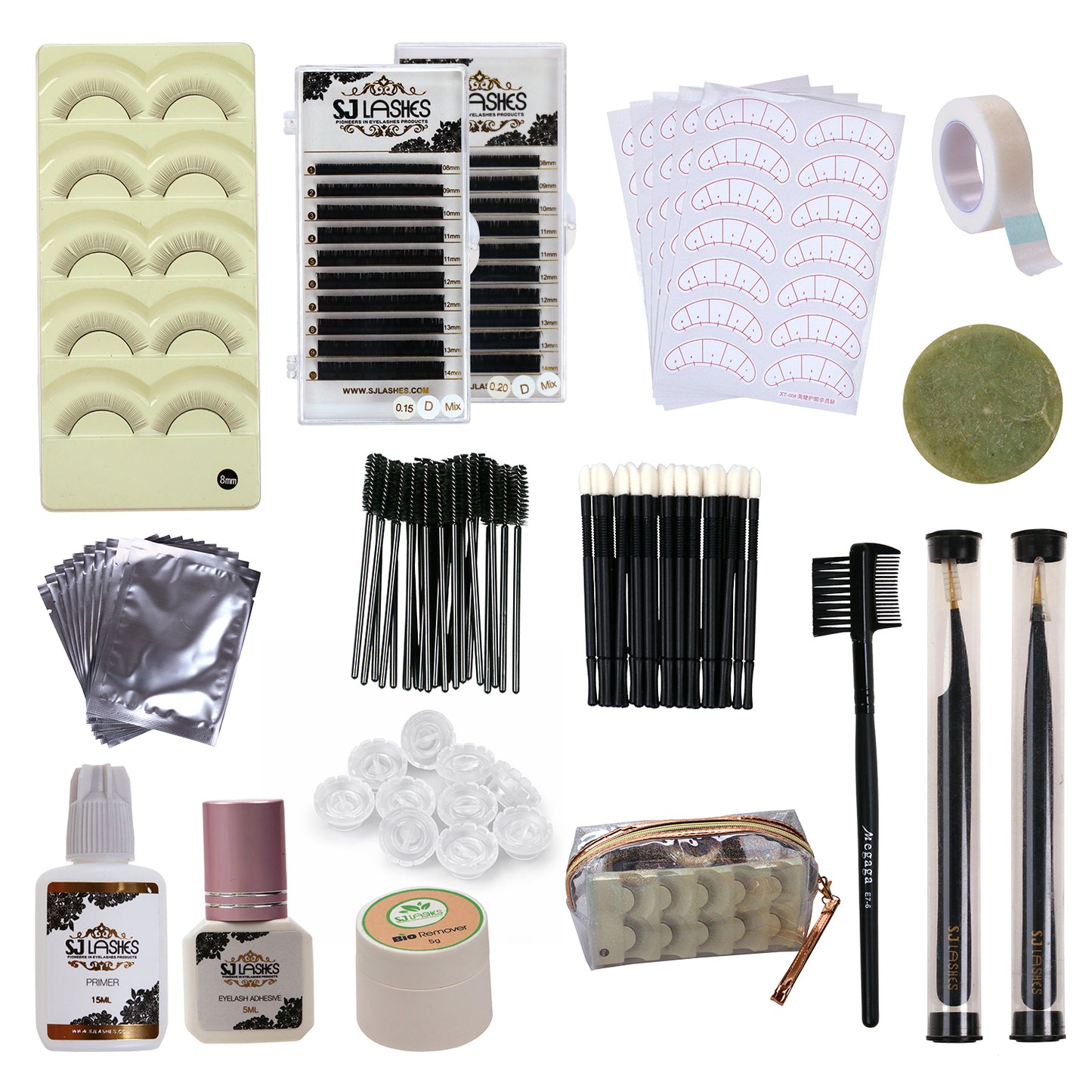 Complete Professional Eyelash Extension Training Kit Beginner Lash Tech Supplies with D Curl Mixed Lashes Hypoallergenic Glue and Precision Tools