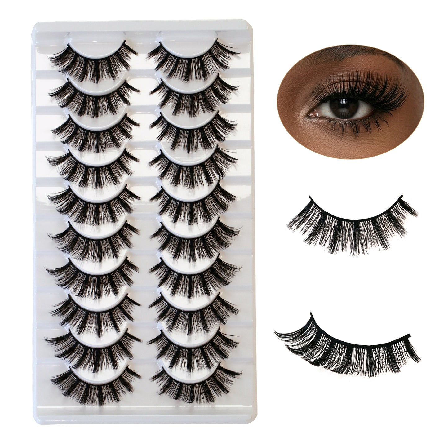 10 Pairs 3D Luxury False Eyelashes Ultra Voluminous Dramatic Fluffy Reusable Strip Lashes