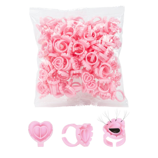 Heart Shaped Eyelash Extension Glue Rings Adjustable Smart Adhesive Holder with V-Grooves for Volume Lashes Makeup and Nail Art