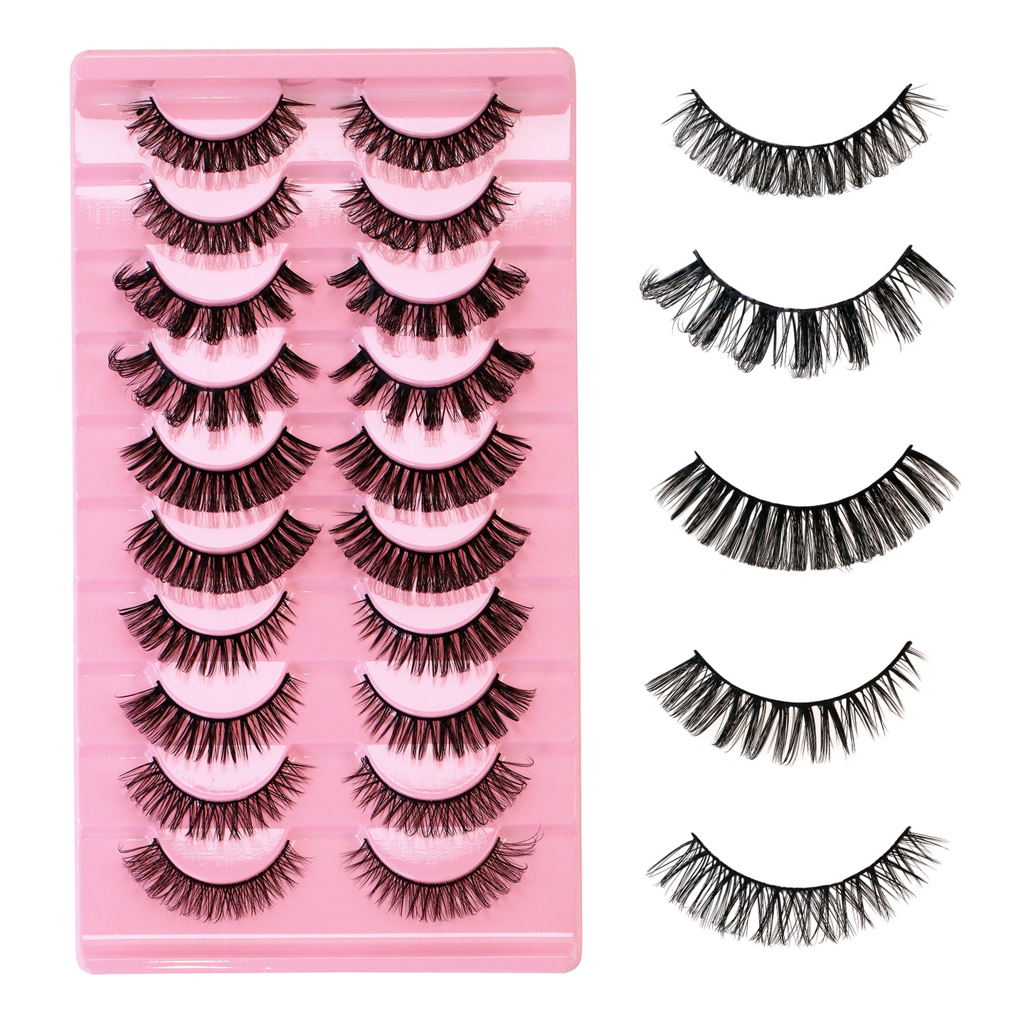 SJLASHES 10 Pairs Mixed 3D Strip Lash Set Professional Multi Style Volume Eyelashes