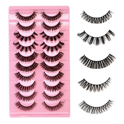 SJLASHES 10 Pairs Mixed 3D Strip Lash Set Professional Multi Style Volume Eyelashes