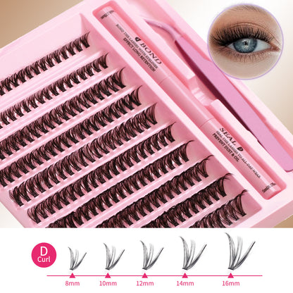 SJLASHES 40D Mega Volume DIY Cluster Lash Extension Kit with Bond and Seal and Tweezers - Heat Bonded Underlash