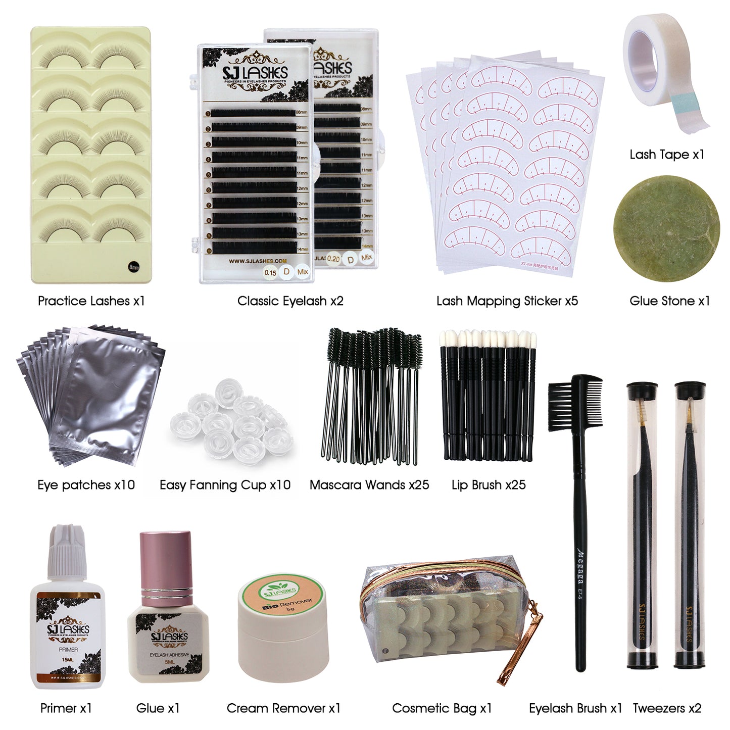 Complete Professional Eyelash Extension Training Kit Beginner Lash Tech Supplies with D Curl Mixed Lashes Hypoallergenic Glue and Precision Tools