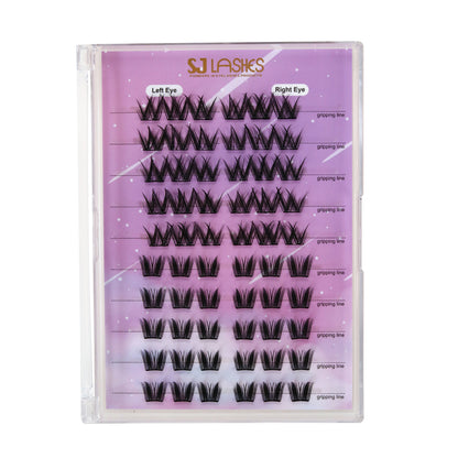 Self-Adhesive Pre-Glued Cluster Lash Kit: W-Shape Wide-Base & Pre-Mapped Contour Styles