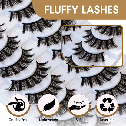 10 Pairs 3D Luxury False Eyelashes Ultra Voluminous Dramatic Fluffy Reusable Strip Lashes