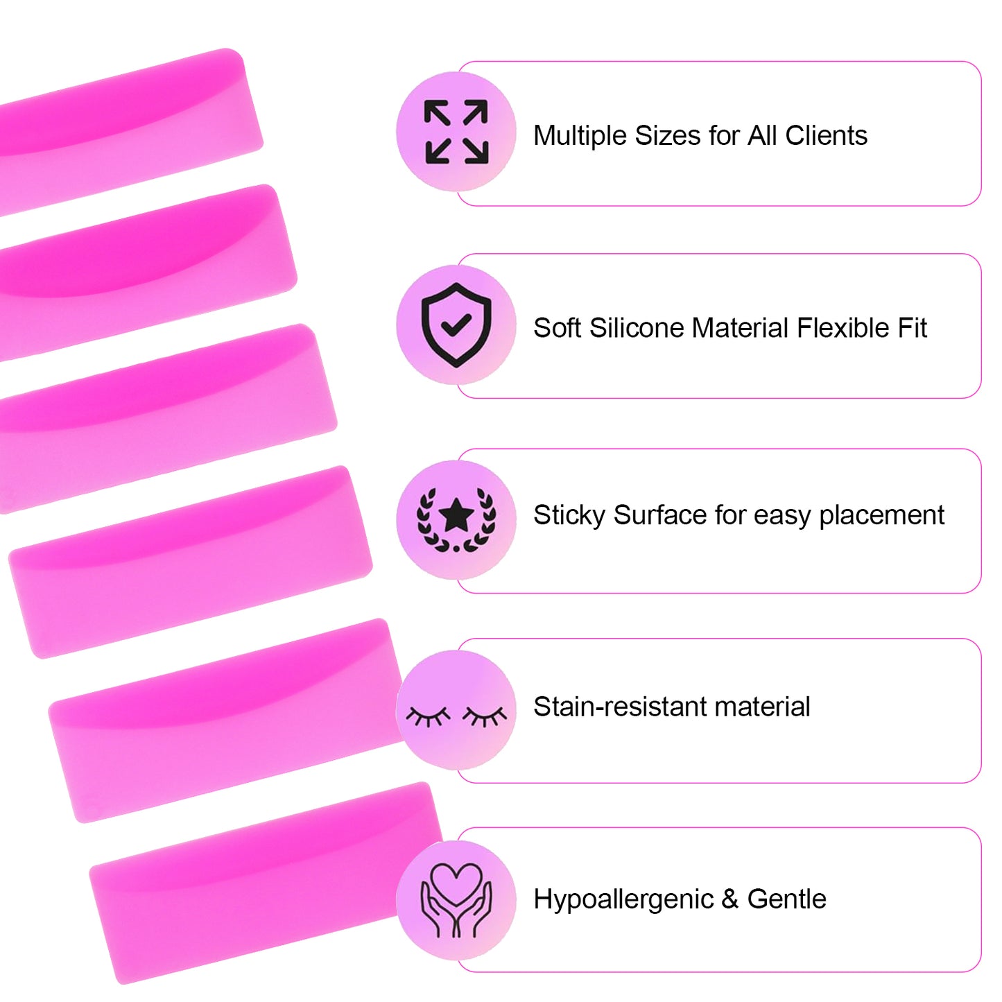 Glueless Silicone Lash Lift Shields - Ultra-Soft C-Curl Self Adhesive Perming Pads (Pink, Pack of 10)