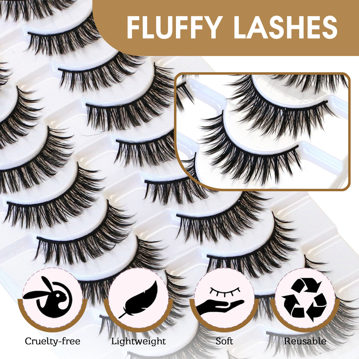 SJLASHES 10 Pairs Dramatic Volume Strip Lashes Multipack - Reusable Thick False Eyelashes