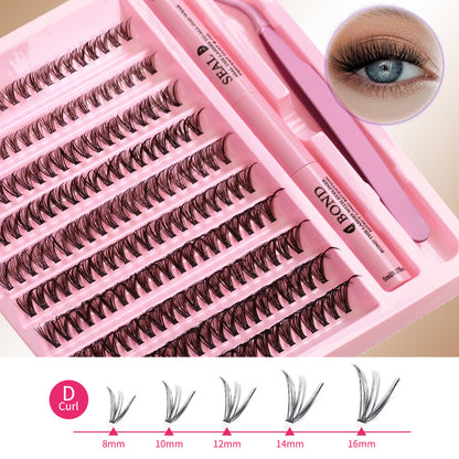 SJLASHES 30D DIY Cluster Lash Extension Kit with Bond and Seal and Tweezers - Seamless Underlash Look