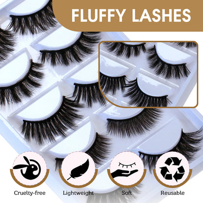 5 Pair 3D Luxury Natural False Eyelashes Variety Pack by SJLASHES