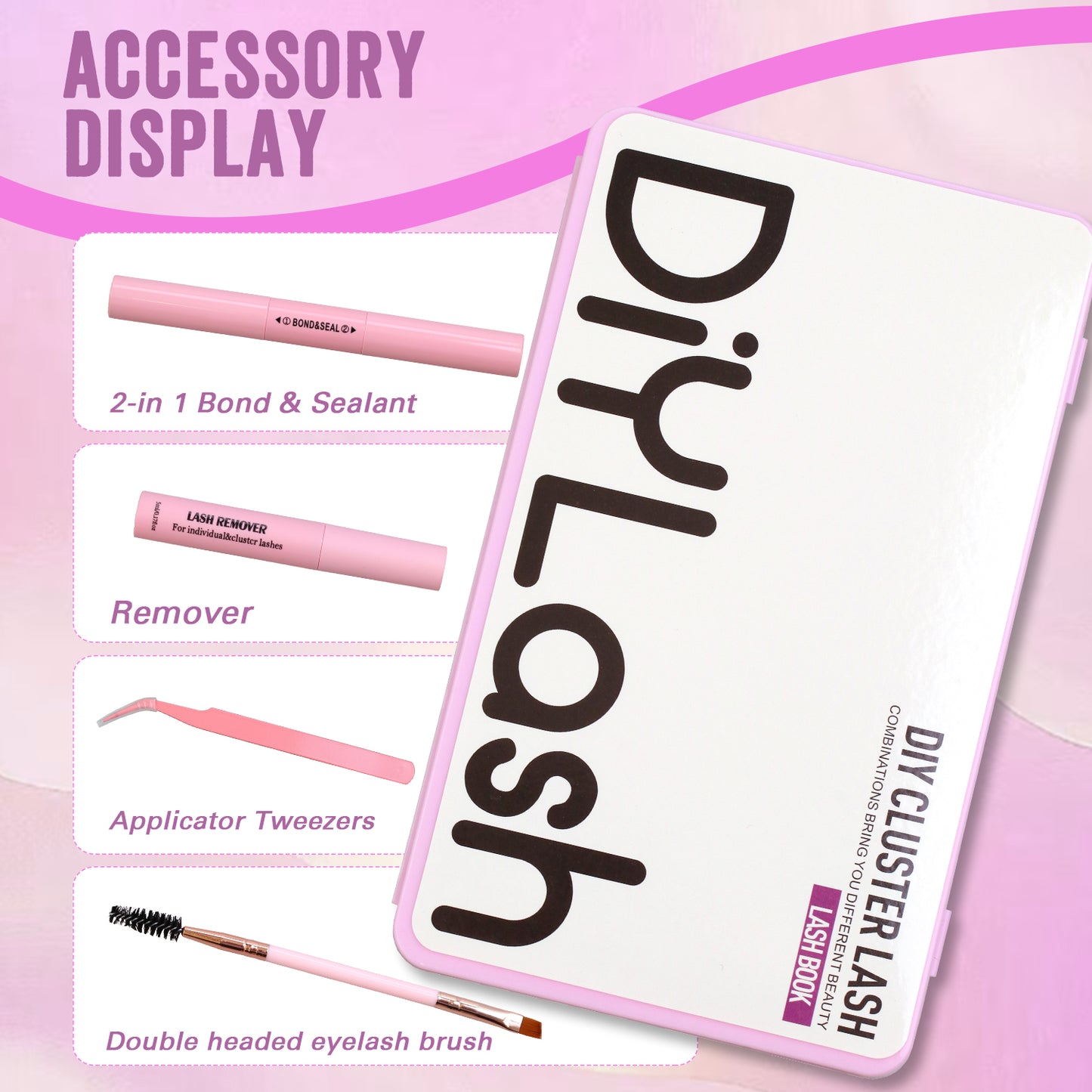 1000 Pcs DIY Eyelash Extension Kit - D Curl Individual Cluster Lashes with Bond, Seal and Remover (8-18mm Mixed Length)
