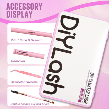 1000 Pcs DIY Eyelash Extension Kit - D Curl Individual Cluster Lashes with Bond, Seal and Remover (8-18mm Mixed Length)