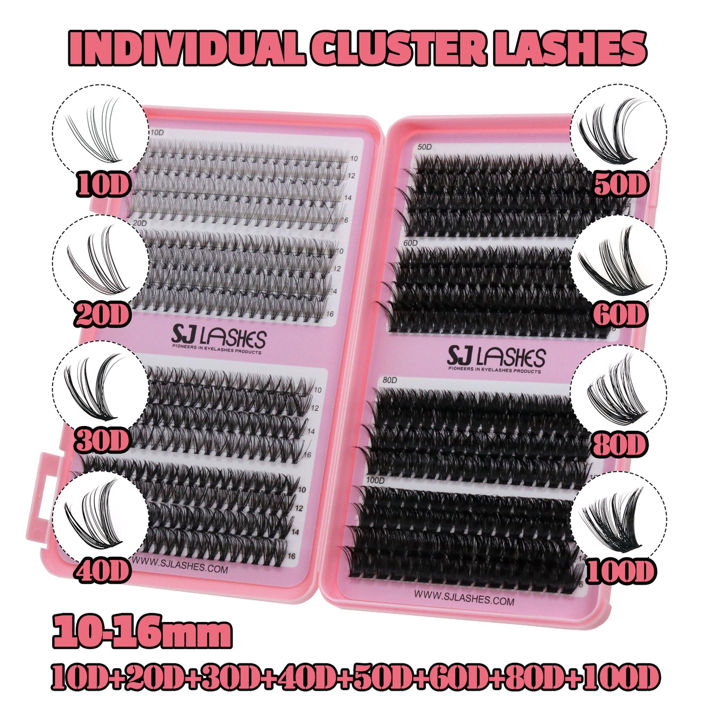 SJLASHES Mega Volume Mastery Cluster Lashes Kit (10D-100D Full Density Range DIY Lash Extensions)