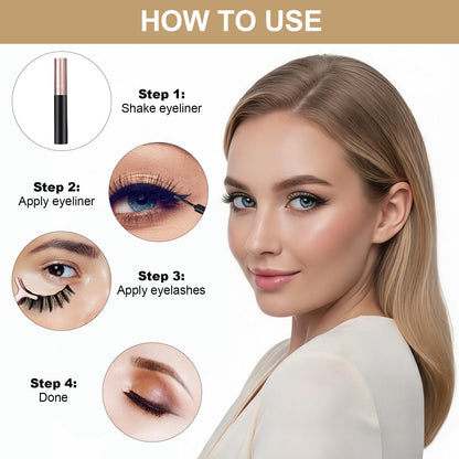 Upgraded Magnetic Eyelashes and Eyeliner Kit - 10 Pairs 3D Natural False Lashes, 5 Strong Magnets, Waterproof & Reusable Eyelash Set with Tweezers