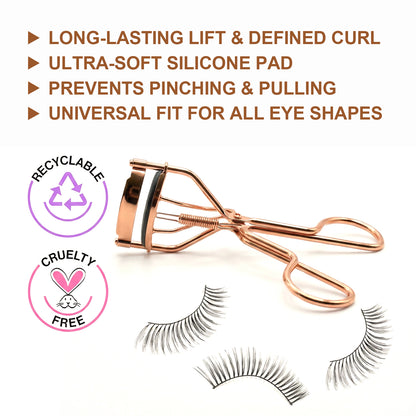 Premium Rose Gold Eyelash Curler Universal Fit for Long Lasting Natural Curls No Pinching