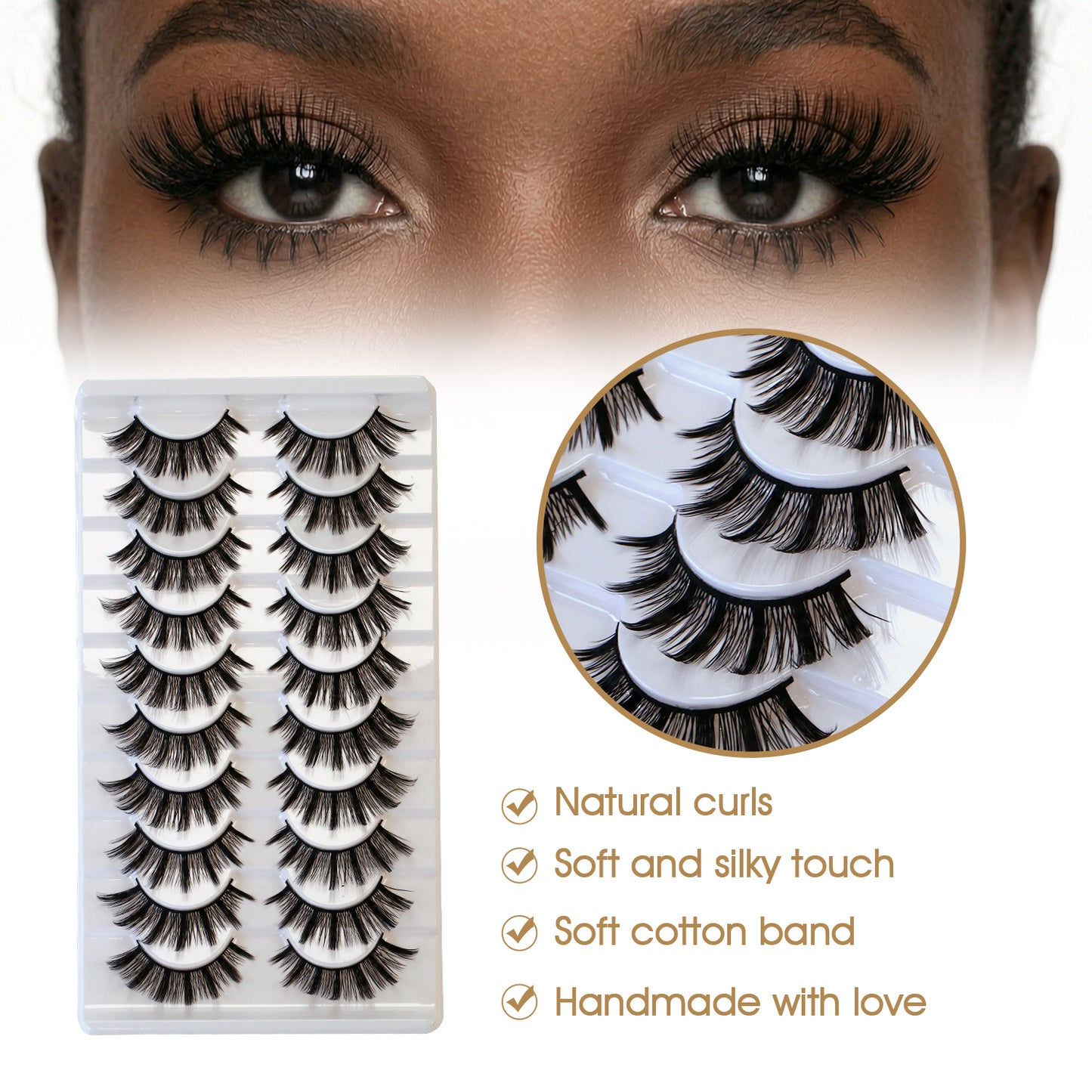 10 Pairs 3D Luxury False Eyelashes Ultra Voluminous Dramatic Fluffy Reusable Strip Lashes