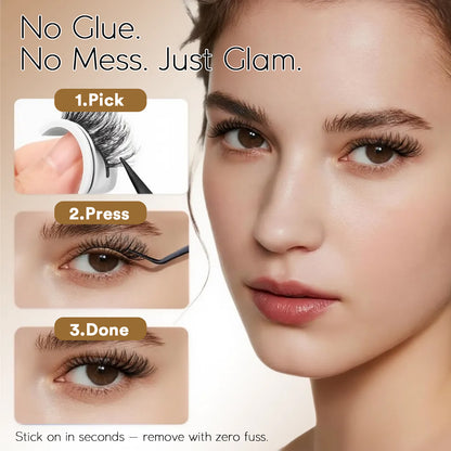 SJLASHES 5 Pairs Self-Adhesive False Eyelashes Set Reusable Glue-Free 3D Volume Lashes with Applicator Tool