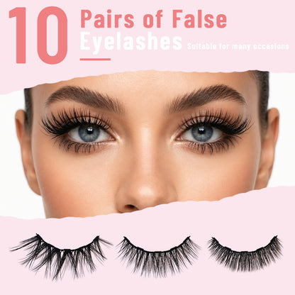 SJLASHES 10 Pairs Magnetic Eyelashes & Eyeliner Kit | Reusable, No Glue False Lashes for Natural to Dramatic Looks