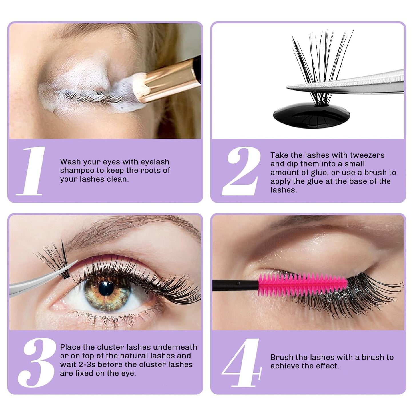 Complete DIY Eyelash Extension Kit - 30D & 40D Individual Cluster Lashes with Waterproof Adhesive, Remover and Tools (D Curl)