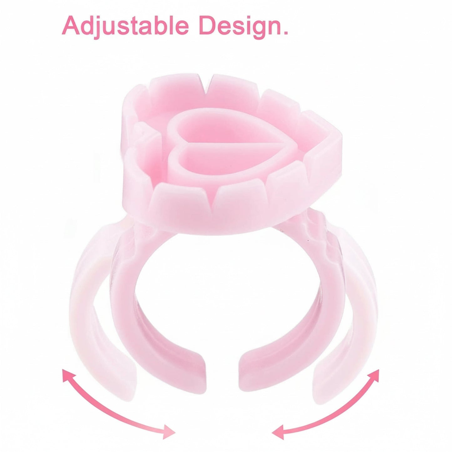 Heart Shaped Eyelash Extension Glue Rings Adjustable Smart Adhesive Holder with V-Grooves for Volume Lashes Makeup and Nail Art