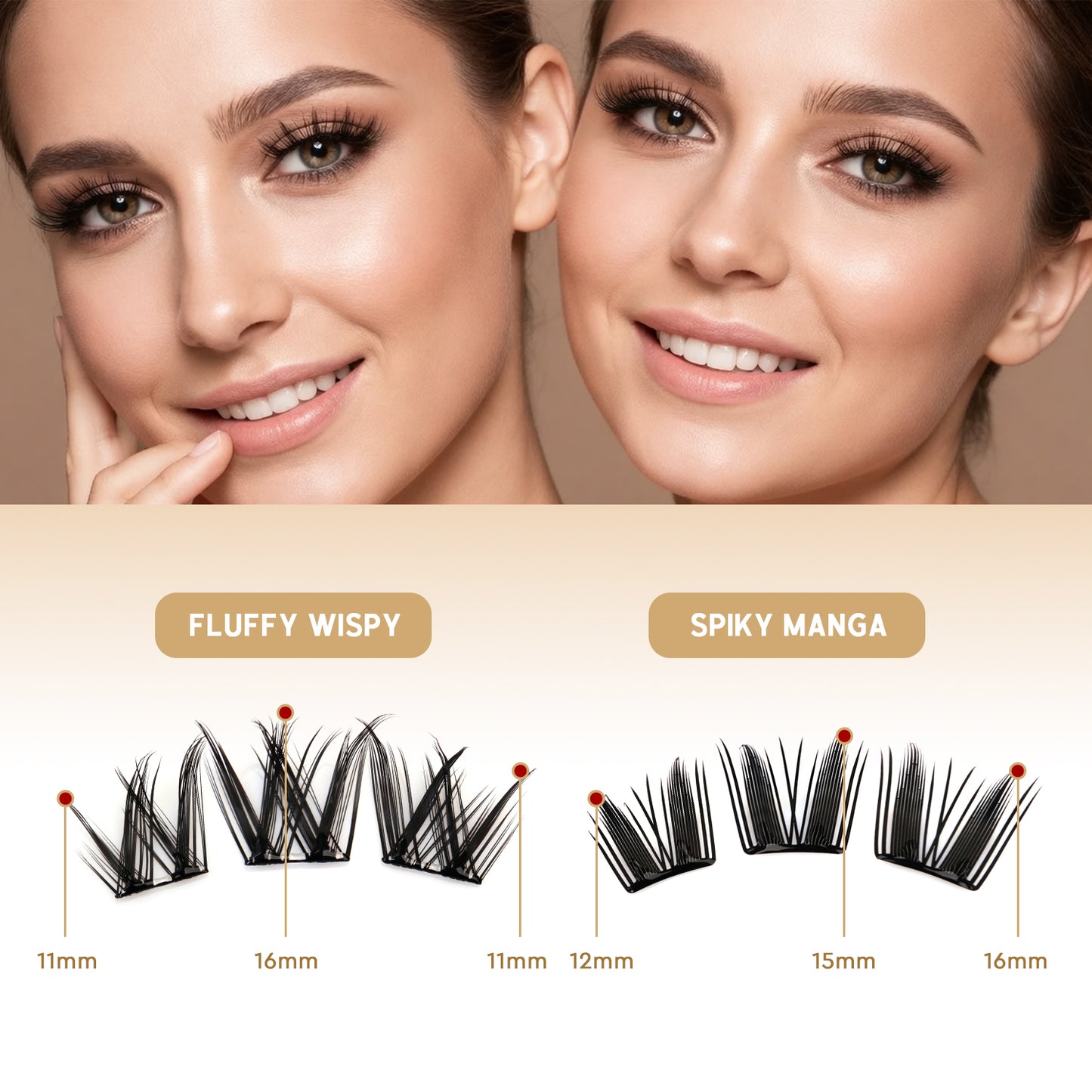 Self-Adhesive Pre-Glued Cluster Lash Kit: W-Shape Wide-Base & Pre-Mapped Contour Styles