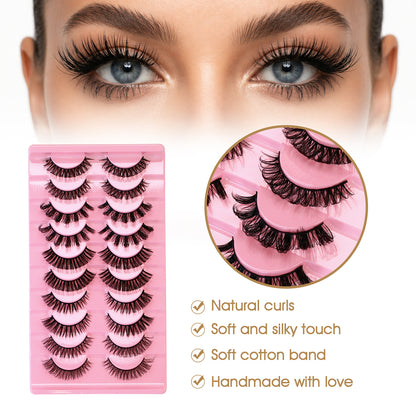 SJLASHES 10 Pairs Russian Volume Strip Lashes Multipack - Mixed Styles Reusable False Eyelashes