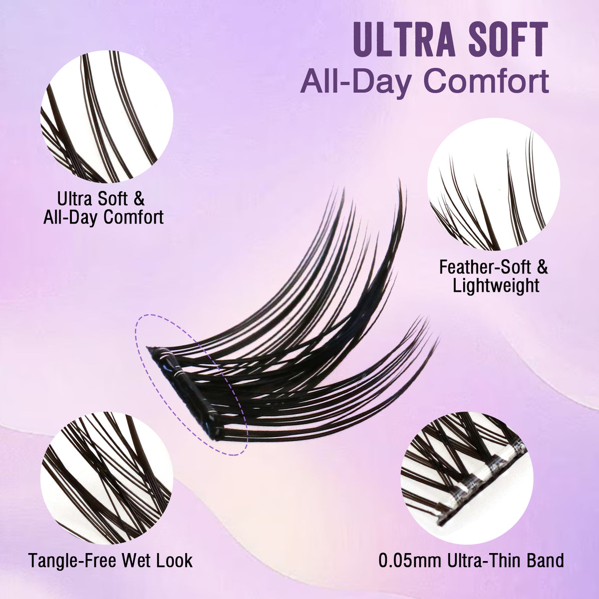SJLASHES Self Adhesive Cluster Lash Book Pre Glued DIY Lash Extensions 2 Styles No Glue Needed