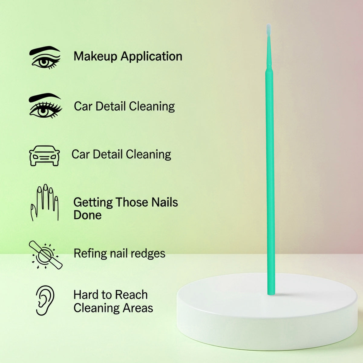 Premium Disposable Micro Brush Applicators - Multi-Purpose Precision Swabs for Makeup, Eyelash Extensions, Nail Art & Car Detailing