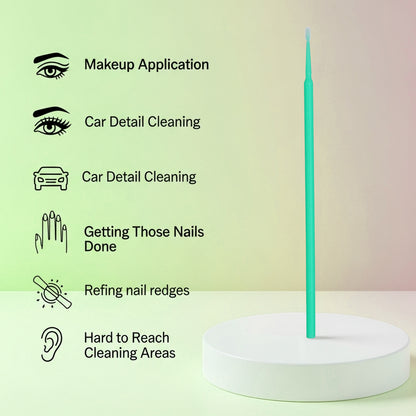 Premium Disposable Micro Brush Applicators - Multi-Purpose Precision Swabs for Makeup, Eyelash Extensions, Nail Art & Car Detailing