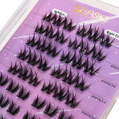Self-Adhesive Pre-Glued Cluster Lash Kit: W-Shape Wide-Base & Pre-Mapped Contour Styles