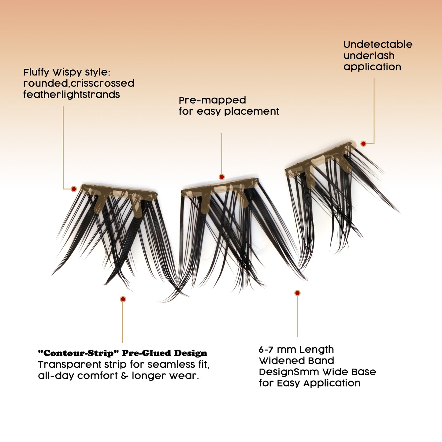 Self-Adhesive Pre-Glued Cluster Lash Kit: W-Shape Wide-Base & Pre-Mapped Contour Styles