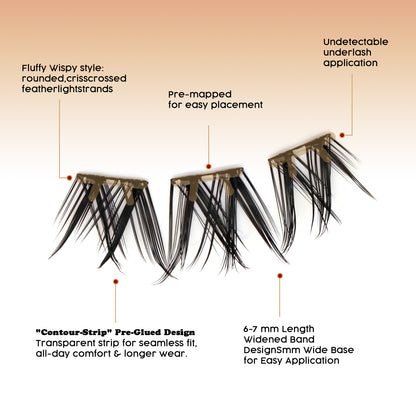 Self-Adhesive Pre-Glued Cluster Lash Kit: W-Shape Wide-Base & Pre-Mapped Contour Styles