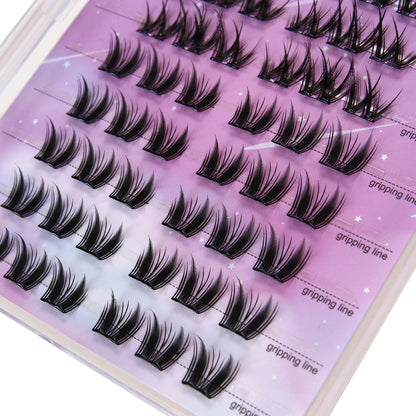 Self-Adhesive Pre-Glued Cluster Lash Kit: W-Shape Wide-Base & Pre-Mapped Contour Styles