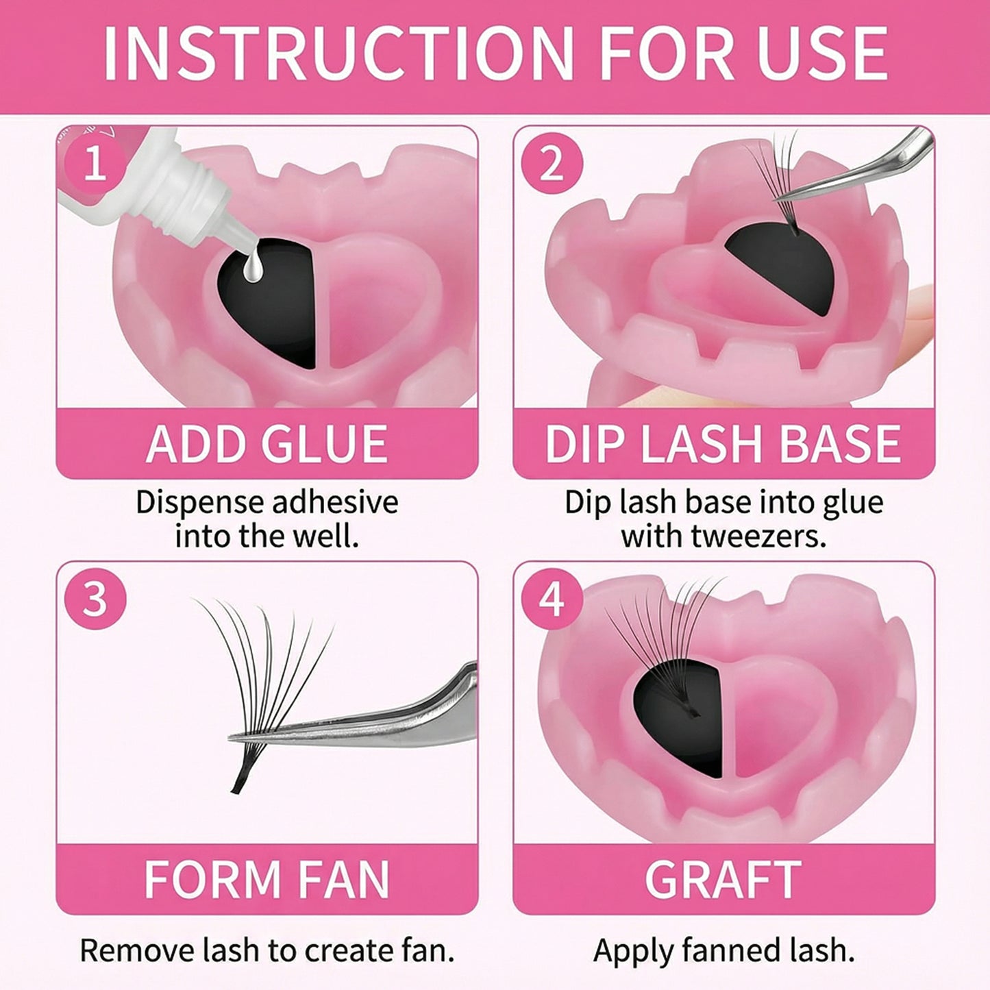 Heart Shaped Eyelash Extension Glue Rings Adjustable Smart Adhesive Holder with V-Grooves for Volume Lashes Makeup and Nail Art