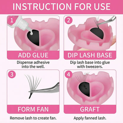 Heart Shaped Eyelash Extension Glue Rings Adjustable Smart Adhesive Holder with V-Grooves for Volume Lashes Makeup and Nail Art