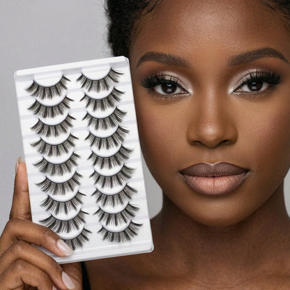 10 Pairs 3D Luxury False Eyelashes Ultra Voluminous Dramatic Fluffy Reusable Strip Lashes
