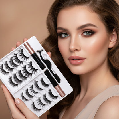 SJLASHES 10 Pairs Magnetic Eyelashes & Eyeliner Kit | Reusable, No Glue False Lashes for Natural to Dramatic Looks