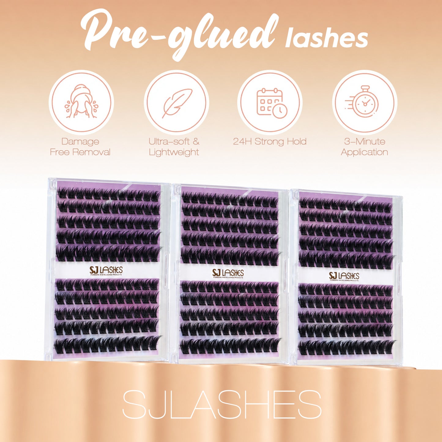 Self-Adhesive Pre-Glued Cluster Lash Kit: W-Shape Wide-Base & Pre-Mapped Contour Styles