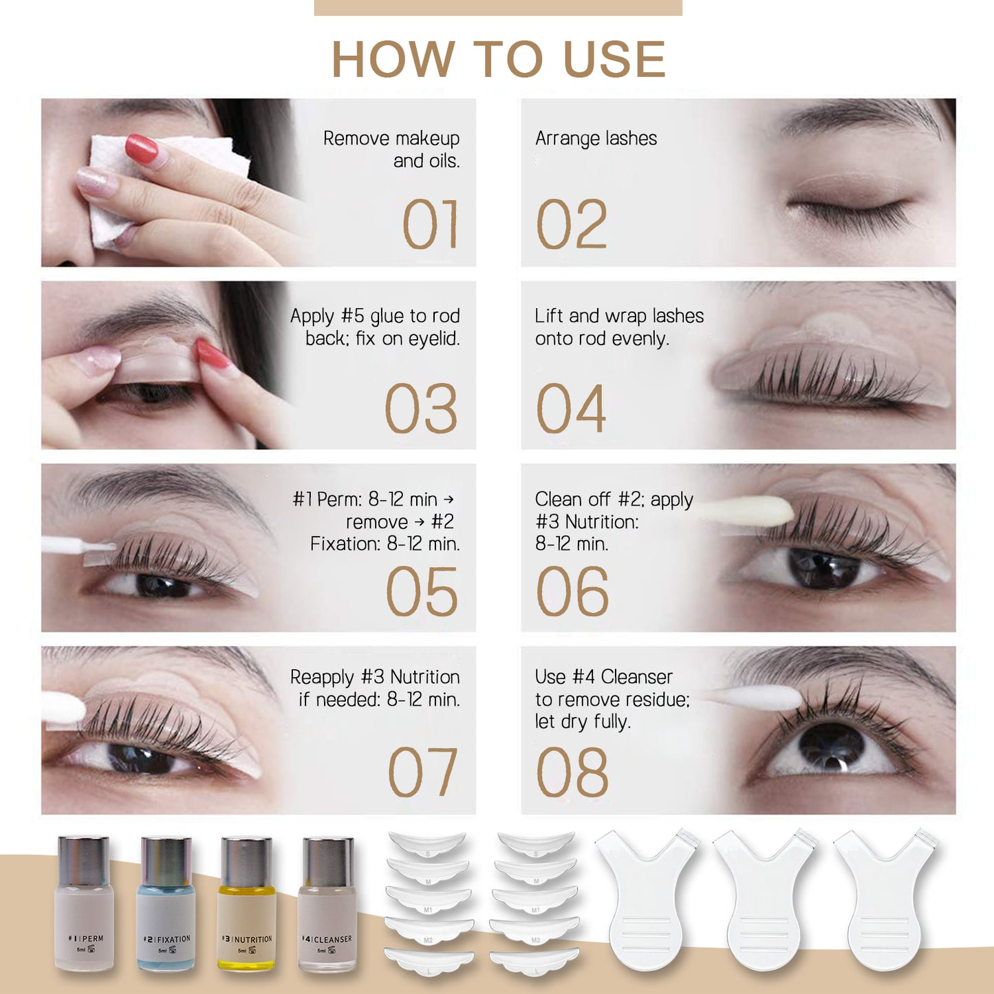 Professional Lash Lift Kit for Eyelash Perming Long Lasting 6-8 Weeks Curl DIY Eyelash Lifting Set for 8-10 Applications