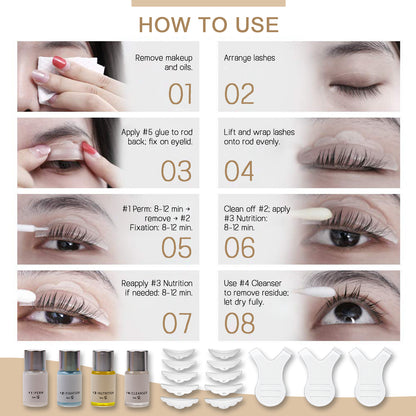 Professional Lash Lift Kit for Eyelash Perming Long Lasting 6-8 Weeks Curl DIY Eyelash Lifting Set for 8-10 Applications