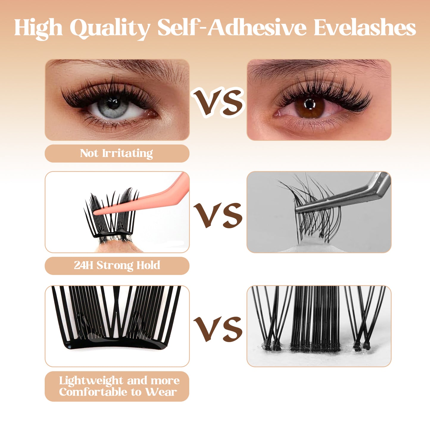 Self-Adhesive Pre-Glued Cluster Lash Kit: W-Shape Wide-Base & Pre-Mapped Contour Styles
