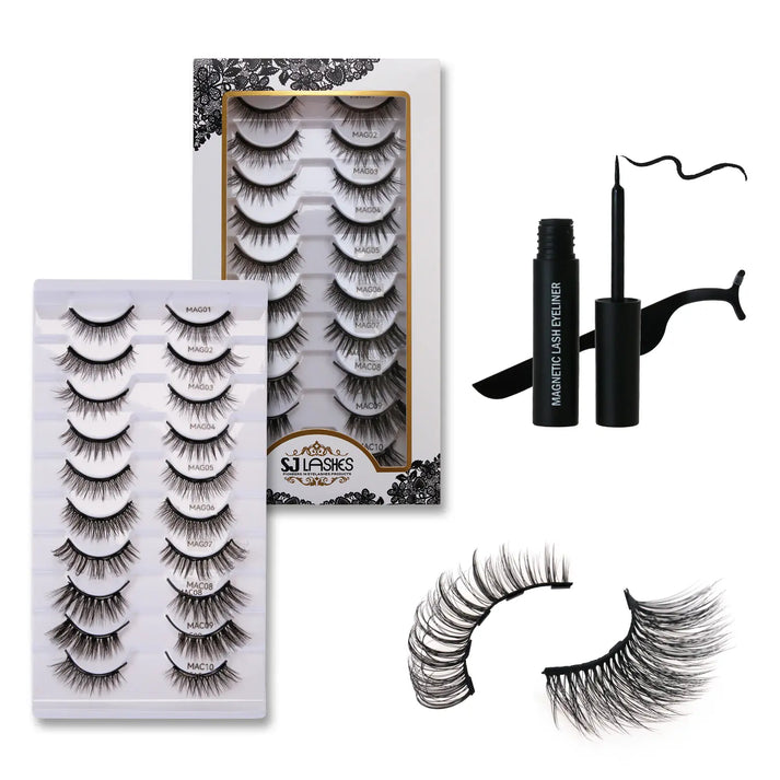 SJ LASHES 10 Pairs Magnetic Eyelashes Kit