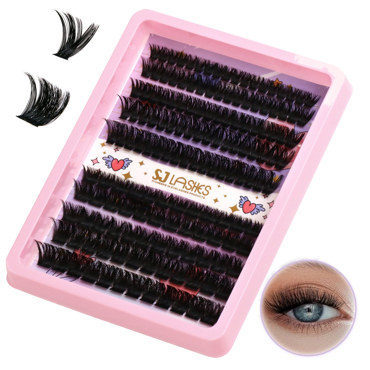 SJLASHES Professional DIY Eyelash Extension Kit 100D and 200D Clusters with Dual Ended Bond and Seal